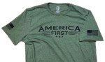 Statement Apparel America First T-Shirt (Heather Military Green, Large)