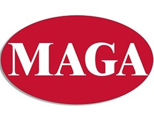 Red Oval MAGA Sticker (Make America Great Again, Republican Donald Trump Slogan Vinyl for Cars, Trucks, Laptops, and Coolers (3 x 5 inch)
