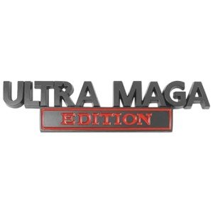 Ultra MAGA Edition Emblem Car Sticker Decal, 3D Raised Full Metal Personality Label, Car Badge Sticker with Strong Adhesive, Auto Body Exterior Decoration Embossed Sticker of Car Truck (Black/Red)