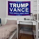 Trump Vance 2024 Flag 3x5 ft Trump JD Vance Flags President Flags MAGA with Brass Grommets Outside Outdoor Tapestry Poster Gift