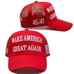 Donald Trump 2024 45-47 MAGA Hat Make America Great Again Slogan with USA Flag Adjustable Baseball Cap Mesh-Back Cap (US, Alpha, One Size, Red 45-47 MAGA Hat)