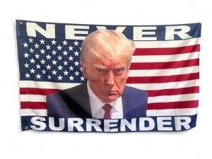 President Donald Trump 2024 Mugshot Never Surrender 3x5 ft Flag, MAGA Never Surrender Single-Sided Flag for Trump Fans and Republicans To Stop Tyranny