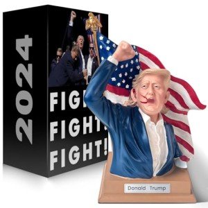 Trump Bobble Head 2024 Keep Fighting 10 inch Trump Bobblehead Collectibles Resin Donald Trump Merchandise Make America Great Again Trump Statue Gifts for Trump Supporters and Patriotic Americans