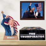 Trump Bobble Head 2024 Keep Fighting 10 inch Trump Bobblehead Collectibles Resin Donald Trump Merchandise Make America Great Again Trump Statue Gifts for Trump Supporters and Patriotic Americans