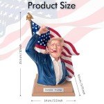 Trump Bobble Head 2024 Keep Fighting 10 inch Trump Bobblehead Collectibles Resin Donald Trump Merchandise Make America Great Again Trump Statue Gifts for Trump Supporters and Patriotic Americans