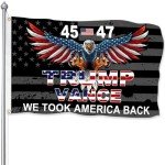 Trump 45th 47th President Flag Trump Vance Won Took America Back Flag for Yard Bedroom Garden Car Outdoor Decor with 2 Brass Grommets