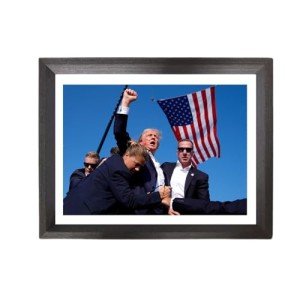 Generic Donald Trump Picture Frame,11"" x 8"", Donald Trump HD Photo, Donald Trump Wood Frame, Assasination Attempt, July 13,2024, Freedom Photo, USA, LIMITED EDITION., Black