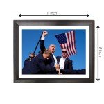 Generic Donald Trump Picture Frame,11"" x 8"", Donald Trump HD Photo, Donald Trump Wood Frame, Assasination Attempt, July 13,2024, Freedom Photo, USA, LIMITED EDITION., Black