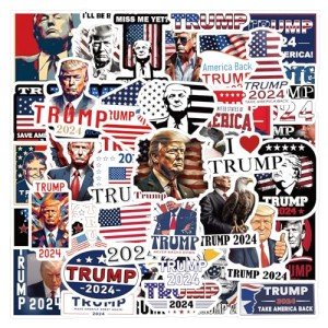 Donald Trump Stickers 60PCS Trump 2024 Stickers for Laptop Water Bottles Phone Case, Vinyl Waterproof Funny Stickers for Adults Teens USA Flag Stickers Trump Decal