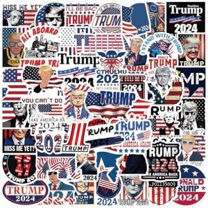 Donald Trump Stickers 50PCS Trump 2025 Stickers for Laptop Water Bottles Phone Case, Vinyl Waterproof Funny Stickers for Adults Teens USA Flag Stickers Trump Decal