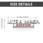 Ultra MAGA Edition Emblem Car Sticker Decal, 3D Raised Full Metal Personality Label, Car Badge Sticker with Strong Adhesive, Auto Body Exterior Decor Embossed Sticker of Car Truck (Silver/Red)