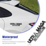 Dickno Ultra MAGA Edition Car Emblem, 3D Raised Letter Metal Fender Badge Sticker with Strong Adhesive, Auto Personality Trunk Logo Decal, Universal Car Exterior Decor Accessories (Black & White)
