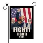 GAGEC Trump 2024 Garden Flag Trump Fight Trump Shot Flags Vertical Burlap Double Sided Yard American President Election Grden Lawn Home Decoration 12.5 x 18 Inch
