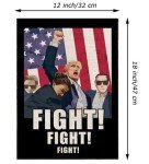 GAGEC Trump 2024 Garden Flag Trump Fight Trump Shot Flags Vertical Burlap Double Sided Yard American President Election Grden Lawn Home Decoration 12.5 x 18 Inch