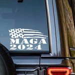 Cars Windows Decal, American Flag and MAGA 2024 Sticker, Inspirational Labels for Cars, Trucks, Vans, SUVs, Windows, Walls, Cups, Laptops, Suitcase(8" X 5")