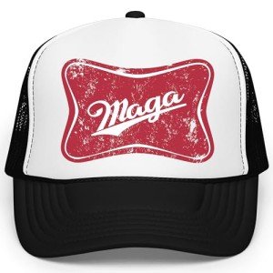 MAGA 2024 Trucker Hat Vintage Retro Republican Unisex Classic 5 Panel Mesh Snap Back White/Black Trucker Hat