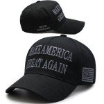 Donald Trump 45-47 Never Surrender Hat MAGA Hat Trump Merchandise Trump Gifts Make America Great Again Slogan with USA Flag Adjustable Baseball Cap Black