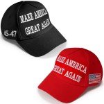 Wakiya 2024 USA 45-47 MAGA Hat Donald Slogan with USA Flag Baseball Cap(Black)