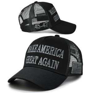 ZKSHDIW MAGA Hat Trump Hat 2024 Black MAGA Hat Make America Great Again Mesh 45-47 Embroidered Adjustable Baseball Cap