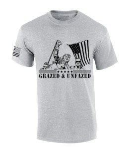 Trenz Shirt Company 2024 Trump Assassination Grazed and Unfazed Short Sleeve Mens Graphic T-Shirt-Sports Grey-XL