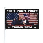 Fight Fight Fight Trump Flag 3x5 Shot 2024 Save Trump For 2024 Gun Trump 45 47 President Flag God Bless Trump Flag I Stand With Trump Yard Flag For Outdoor Lawn FU-CK Biden Banner Sign