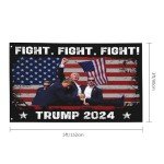 Fight Fight Fight Trump Flag 3x5 Shot 2024 Save Trump For 2024 Gun Trump 45 47 President Flag God Bless Trump Flag I Stand With Trump Yard Flag For Outdoor Lawn FU-CK Biden Banner Sign