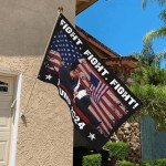 Fight Fight Fight Trump Flag 3x5 Shot 2024 Save Trump For 2024 Gun Trump 45 47 President Flag God Bless Trump Flag I Stand With Trump Yard Flag For Outdoor Lawn FU-CK Biden Banner Sign