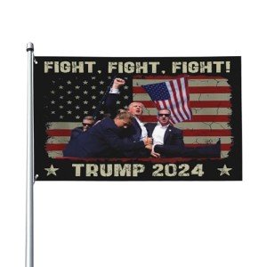 Ultaro Fight Fight Fight Trump Flag 3x5 Shot 2024 Save Trump For 2024 Gun Trump 45 47 President Flag God Bless Trump Flag I Stand With Trump Yard Flag For Outdoor Lawn FU-CK Biden Banner Sign, Black