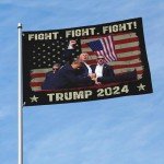 Ultaro Fight Fight Fight Trump Flag 3x5 Shot 2024 Save Trump For 2024 Gun Trump 45 47 President Flag God Bless Trump Flag I Stand With Trump Yard Flag For Outdoor Lawn FU-CK Biden Banner Sign, Black