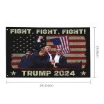 Ultaro Fight Fight Fight Trump Flag 3x5 Shot 2024 Save Trump For 2024 Gun Trump 45 47 President Flag God Bless Trump Flag I Stand With Trump Yard Flag For Outdoor Lawn FU-CK Biden Banner Sign, Black
