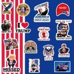50pcs Trump Stickers 2024 Trump Decals for Water Bottle, Laptop, Bumper, Helmet, Phone, MAGA Stickers