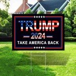 Oligei Trump Yard Signs, Trump 2024 Yard Sign 18" X 12", Trump Yard Signs 2024 Double Sided Fade Resistant, Take America Back Trump Signs for Yard Heavy Duty Metal H-Frames
