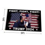 Trump 2024 Flags 3x5 Ft Fight Trump Survived Shot Flag Trump Fist Flag Fight Fight Fight Trump Flag With 2 Brass Grommets for Indoor Outdoor Decorations
