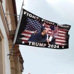 Trump 2024 Flags 3x5 Ft Fight Trump Survived Shot Flag Trump Fist Flag Fight Fight Fight Trump Flag With 2 Brass Grommets for Indoor Outdoor Decorations