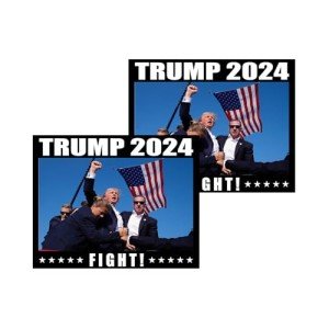 5.51" 2PCS Trump Car Stickers Fight 2024, Assassination You Missed,Stronger Trump car Window Stickers, Suitcase Stickers, Laptop Stickers