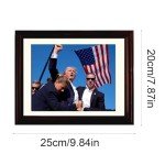 Generic Trump Photo Frame 10""x8"" | Trump Assassination Attempt Never Surrender Mugshot Photograph | The President's Man Donald J. Trump Merchandise | Trump Keep Fighting Fist Pump Framed Photo