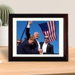 Generic Trump Photo Frame 10""x8"" | Trump Assassination Attempt Never Surrender Mugshot Photograph | The President's Man Donald J. Trump Merchandise | Trump Keep Fighting Fist Pump Framed Photo