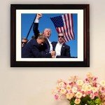 Generic Trump Photo Frame 10""x8"" | Trump Assassination Attempt Never Surrender Mugshot Photograph | The President's Man Donald J. Trump Merchandise | Trump Keep Fighting Fist Pump Framed Photo
