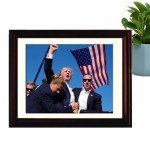 Generic Trump Photo Frame 10""x8"" | Trump Assassination Attempt Never Surrender Mugshot Photograph | The President's Man Donald J. Trump Merchandise | Trump Keep Fighting Fist Pump Framed Photo