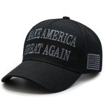 Donald Trump 2024 45-47 Never Surrender MAGA Hat, Dark Gray Make America Great Again Slogan with USA Flag Adjustable Baseball Cap (US, Alpha, One Size, Black & Sliver MAGA Hat)