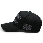 Donald Trump 2024 45-47 Never Surrender MAGA Hat, Dark Gray Make America Great Again Slogan with USA Flag Adjustable Baseball Cap (US, Alpha, One Size, Black & Sliver MAGA Hat)