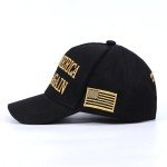 Trump 2024 45-47 MAGA Trucker Hat Make America Great Again Slogan with USA Flag Adjustable Baseball Cap Mesh Snap (US, Alpha, One Size, Dark Golden MAGA Hat)