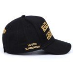 Trump 2024 45-47 MAGA Trucker Hat Make America Great Again Slogan with USA Flag Adjustable Baseball Cap Mesh Snap (US, Alpha, One Size, Dark Golden MAGA Hat)