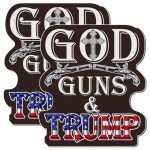 GOD Guns Trump Stickers (2 pcs): Patriotic Reflective Waterproof Vinyl Trump Bumper Sticker 2024 for Car, Laptop & More - Show Your Patriotism & Support for 2024 Election - Get Your MAGA Decal Now!