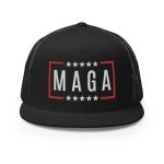 RIVEMUG ST MAGA Make America Great Again Flat Bill Embroidered Trucker Hat High Crown Adjustable Cap Black