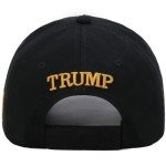 Donald Trump 2024 45-47 Never Surrender MAGA Hat, Make America Great Again Slogan with USA Flag, Black & Gold Adjustable Cap (US, Alpha, One Size, Black & Gold MAGA Hat)