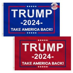 Trump 2024 Flag 3x5FT Outdoor, Trump Merchandise Take America Back 2 PACK Trump Flag 2024 Heavy Duty Banner for Outside Party Supplies for Yard Signs, Home Indoor Outdoor Decor with 2 Brass Grommets