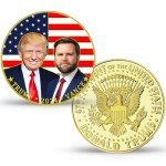 Trump Vance 2024 Challenge Coin, 47th Presidential Commemorative Gold Plated Challenge Coin, Show Your Pride and Support for The Donald Trump's Presidency