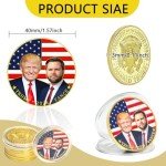 Trump Vance 2024 Challenge Coin, 47th Presidential Commemorative Gold Plated Challenge Coin, Show Your Pride and Support for The Donald Trump's Presidency
