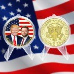 Trump Vance 2024 Challenge Coin, 47th Presidential Commemorative Gold Plated Challenge Coin, Show Your Pride and Support for The Donald Trump's Presidency